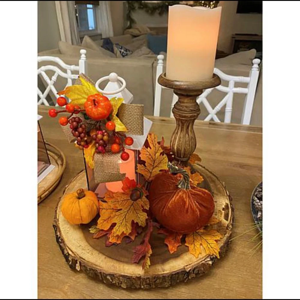 Remote LED color changing plastic lantern with removable Fall Winter decoration